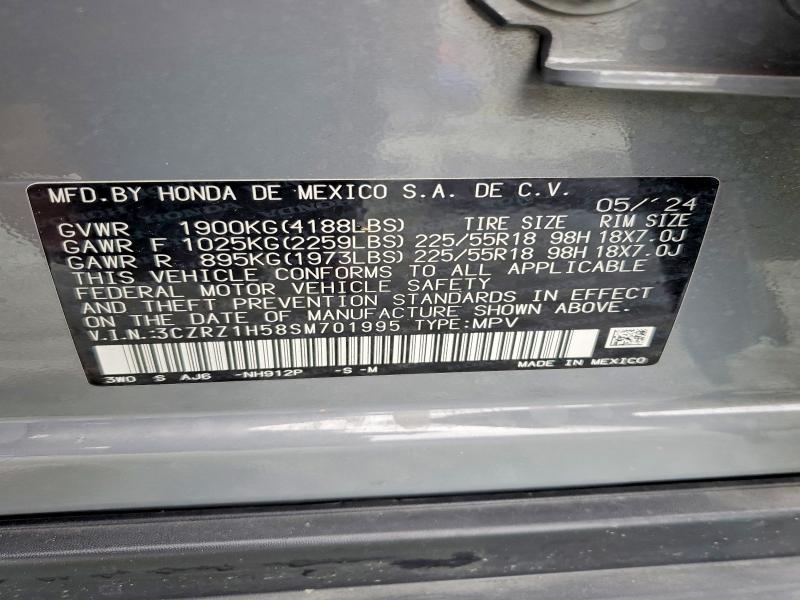 2025 Honda Hr-v მანქანა იყიდება აუქციონზე, vin: 3CZRZ1H58SM701995, აუქციონის ნომერი: 54783746