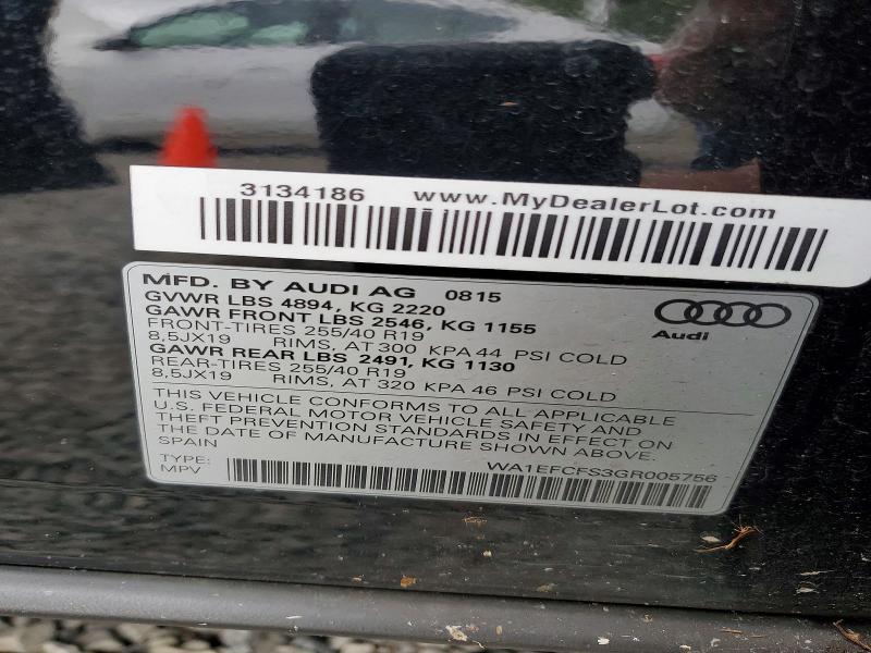 Продажа на аукционе авто 2016 Audi Q3, vin: WA1EFCFS3GR005756, номер лота: 52225186