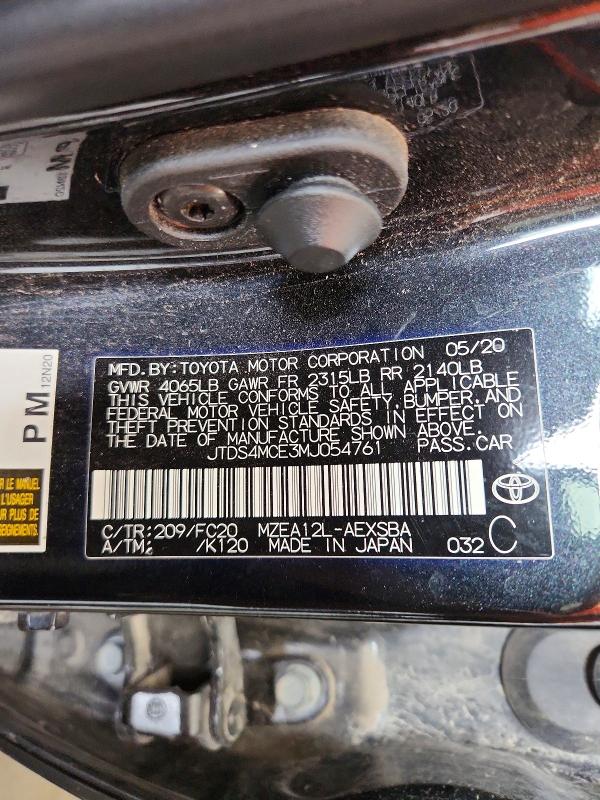 Aukcja sprzedaży 2021 Toyota Corolla, vin: JTDS4MCE3MJ054761, numer aukcji: 54113196