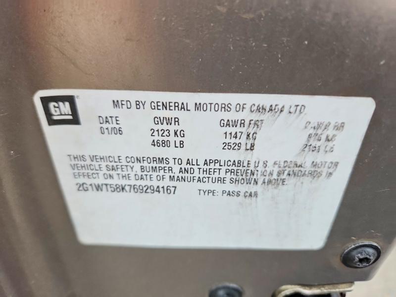 Продажа на аукционе авто 2006 Chev Impala, vin: 2G1WT58K769294167, номер лота: 54777276