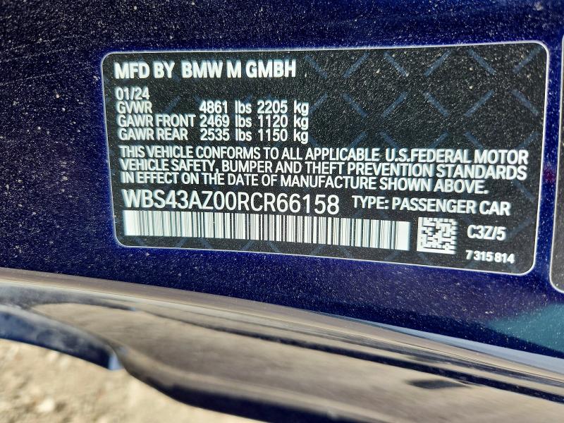 52660956 :رقم المزاد ، WBS43AZ00RCR66158 vin ، 2024 Bmw M4 مزاد بيع