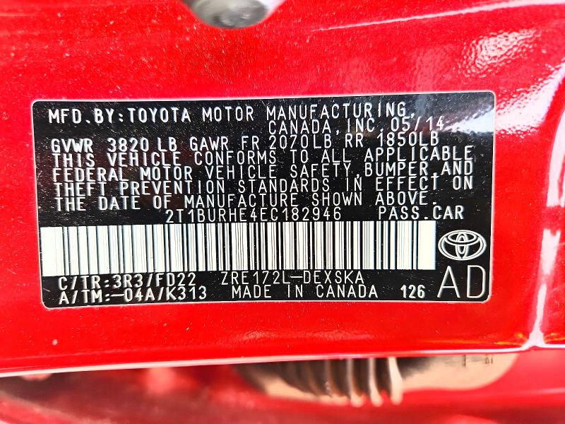 Продажа на аукционе авто 2014 Toyota Corolla, vin: 2T1BURHE4EC182946, номер лота: 54615176