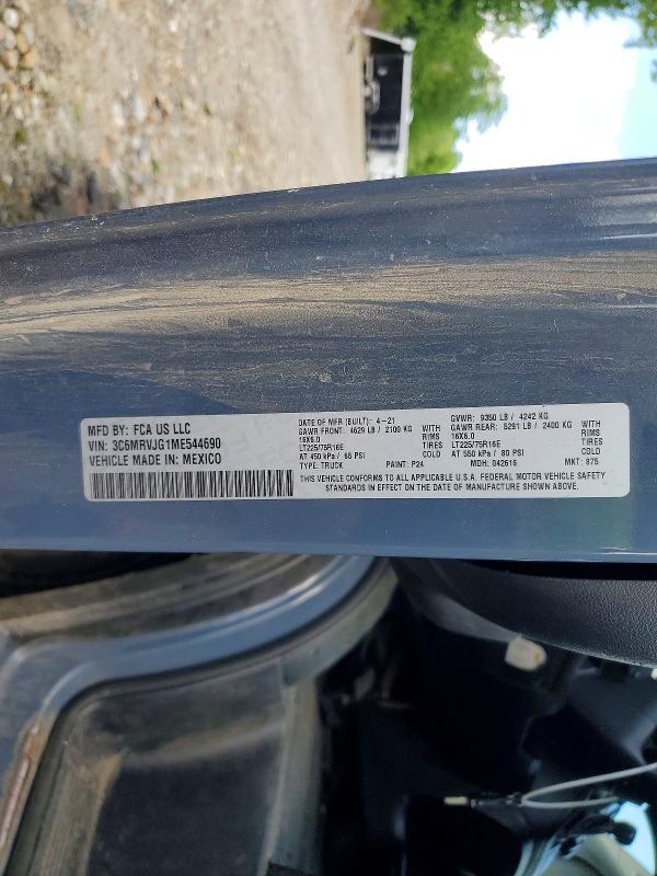Продаж на аукціоні авто 2021 Ram Promaster 3500, vin: 3C6MRVJG1ME544690, номер лоту: 54970036