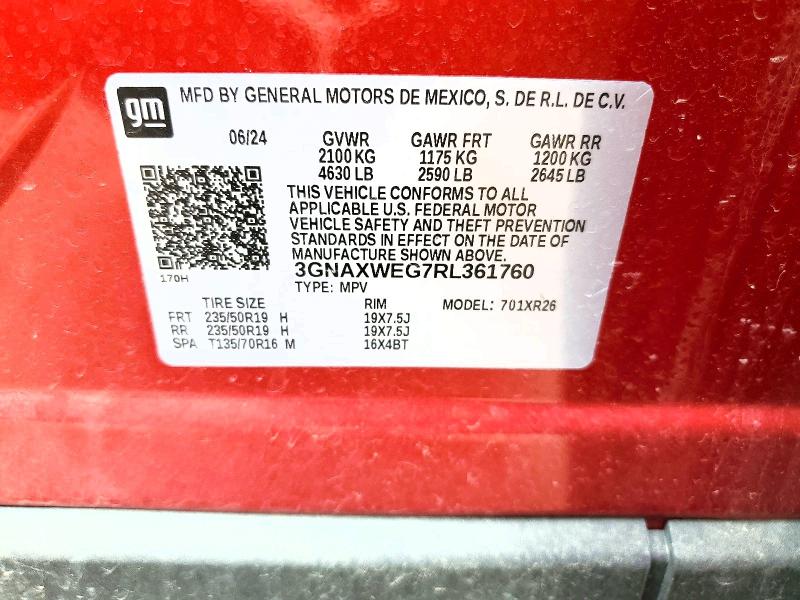 Продаж на аукціоні авто 2024 Chevrolet Equinox, vin: 3GNAXWEG7RL361760, номер лоту: 53403116