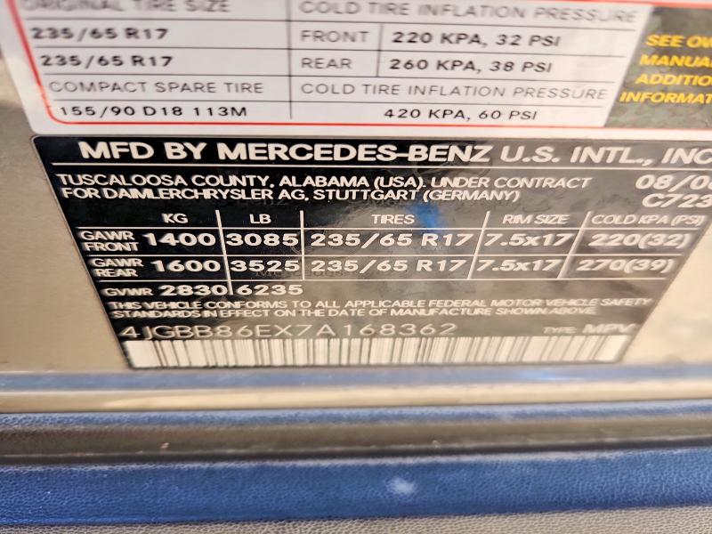 Продаж на аукціоні авто 2007 Mercedes-benz Ml, vin: 4JGBB86EX7A168362, номер лоту: 47271766