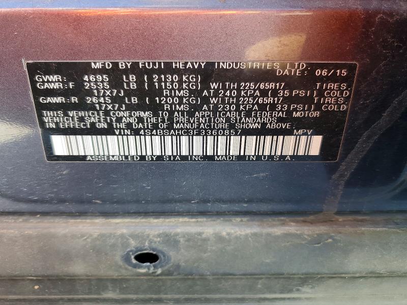 Aukcja sprzedaży 2015 Subaru Outback, vin: 4S4BSAHC3F3360857, numer aukcji: 53103376