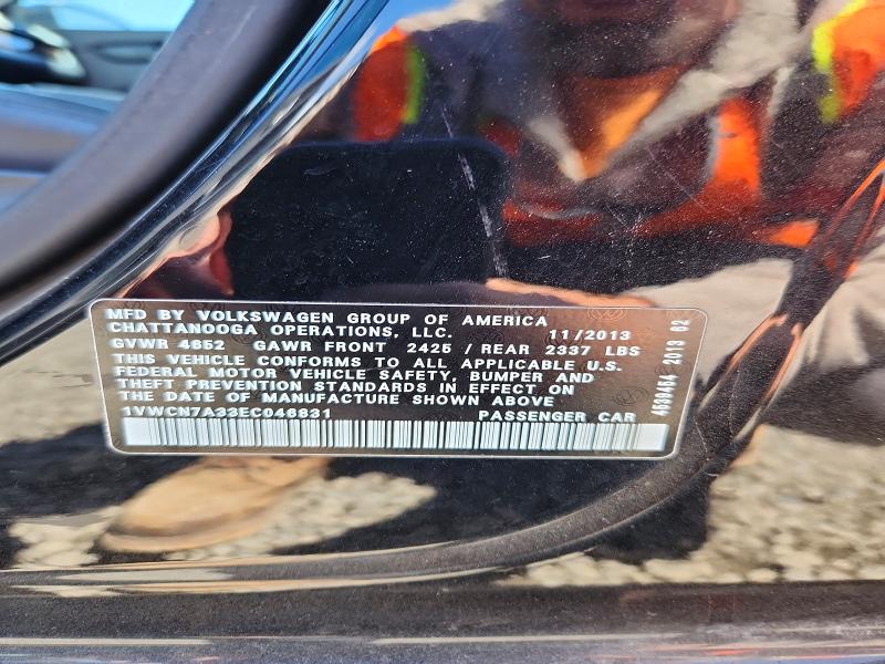 Продажа на аукционе авто 2014 Volkswagen Passat, vin: 1VWCN7A33EC046831, номер лота: 53411096
