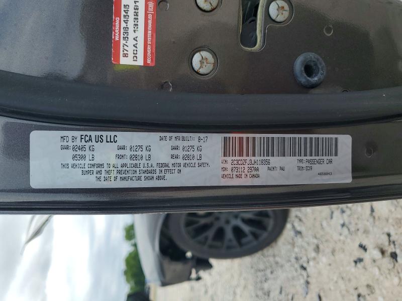 2018 Dodge Challenger მანქანა იყიდება აუქციონზე, vin: 2C3CDZFJ3JH118356, აუქციონის ნომერი: 52307756