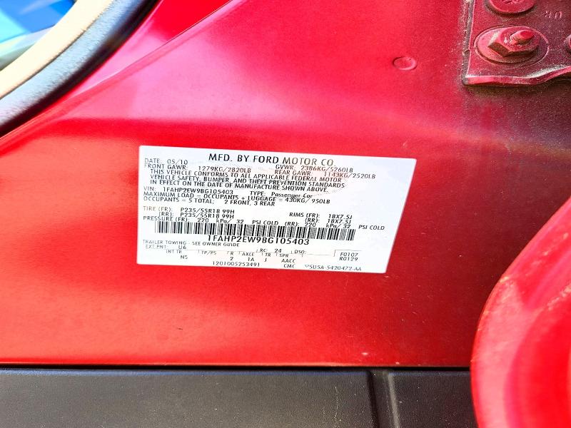 2011 Ford Taurus მანქანა იყიდება აუქციონზე, vin: 1FAHP2EW9BG105403, აუქციონის ნომერი: 53818796