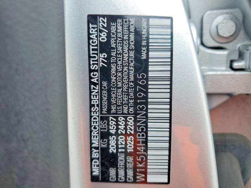 Продажа на аукционе авто 2022 Mercedes-benz Cla, vin: W1K5J4HB5NN319765, номер лота: 51427426