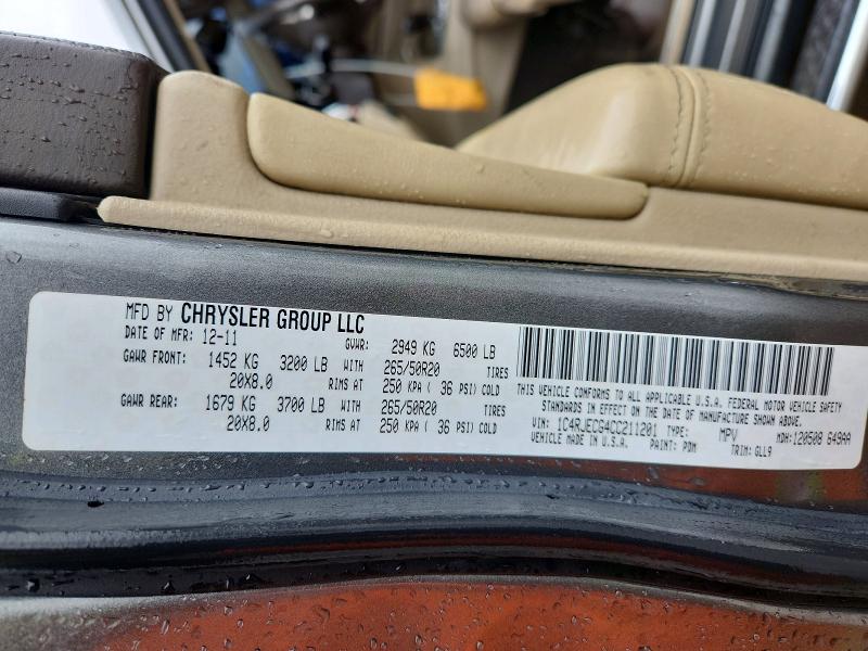 Продажа на аукционе авто 2012 Jeep Grand Cherokee, vin: 1C4RJECG4CC211201, номер лота: 52389206