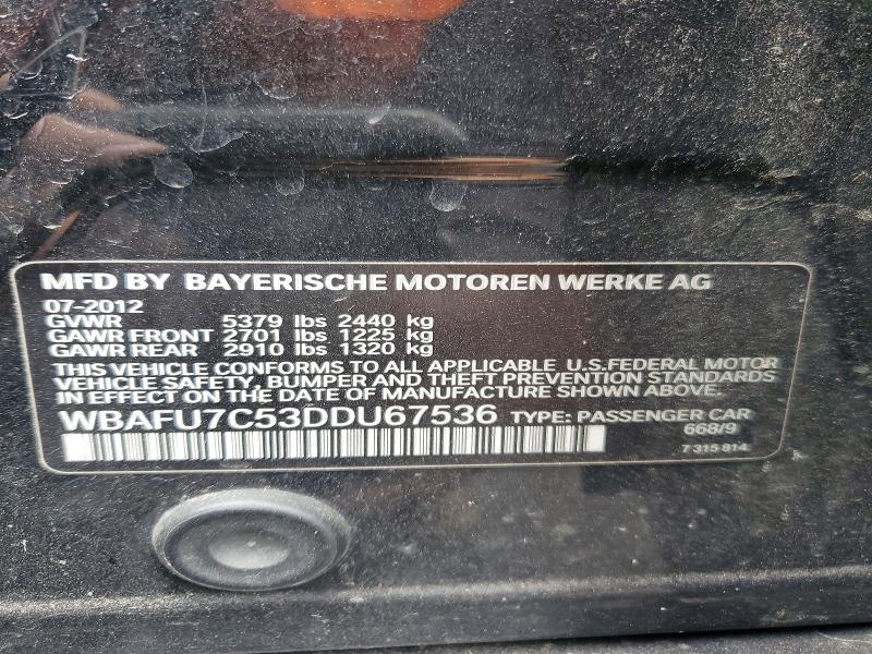 52901396 :رقم المزاد ، WBAFU7C53DDU67536 vin ، 2013 Bmw 535 مزاد بيع