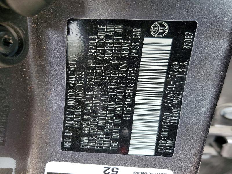 Aukcja sprzedaży 2023 Toyota Camry, vin: 4T1G11AKXPU823535, numer aukcji: 52690386