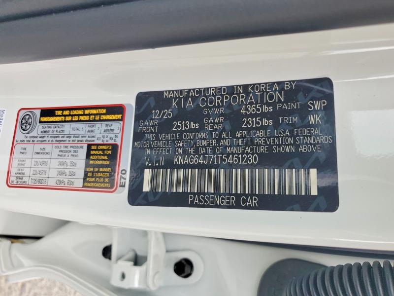 2026 Kia K5 მანქანა იყიდება აუქციონზე, vin: KNAG64J71T5461230, აუქციონის ნომერი: 55222796