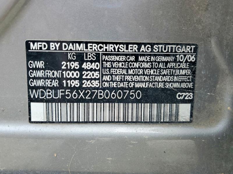 Продаж на аукціоні авто 2007 Mercedes-benz E, vin: WDBUF56X27B060750, номер лоту: 53173666
