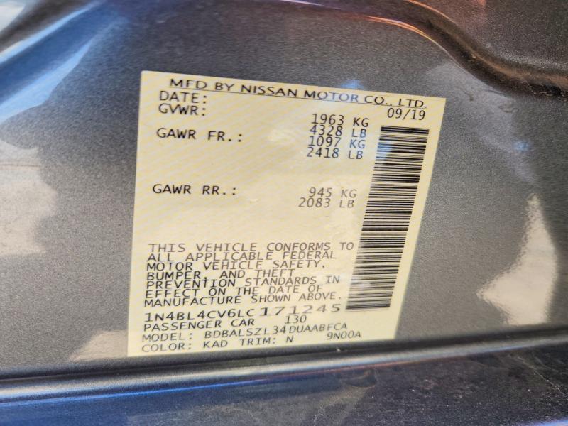 51367476 :رقم المزاد ، 1N4BL4CV6LC171245 vin ، 2020 Nissan Altima مزاد بيع
