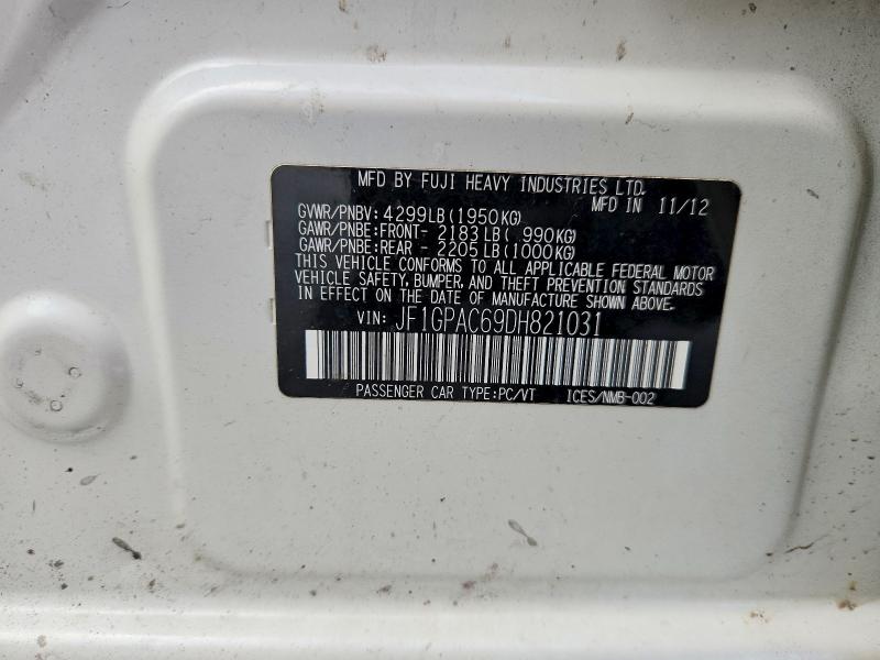 55061246 :رقم المزاد ، JF1GPAC69DH821031 vin ، 2013 Subaru Impreza مزاد بيع
