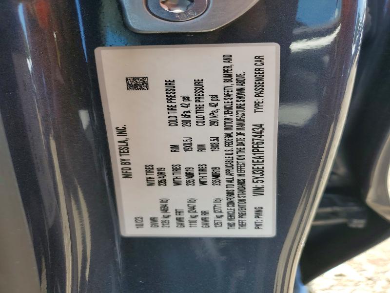 Продажа на аукционе авто 2023 Tesla Model 3, vin: 5YJ3E1EA1PF674434, номер лота: 53098506