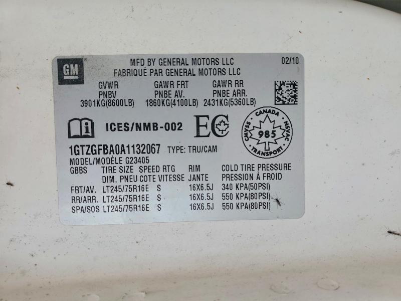 51787676 :رقم المزاد ، 1GTZGFBA0A1132067 vin ، 2010 Gmc Savan2500 مزاد بيع