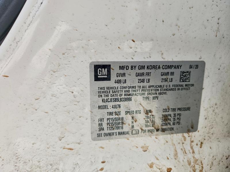 51447736 :رقم المزاد ، KL4CJESB5LB338986 vin ، 2020 Buick Encore مزاد بيع
