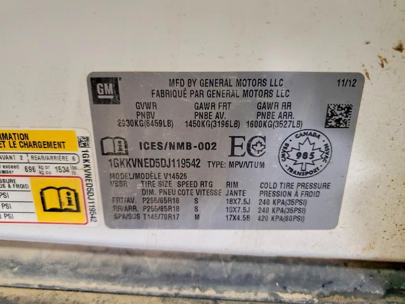 2013 Gmc Acadia მანქანა იყიდება აუქციონზე, vin: 1GKKVNED5DJ119542, აუქციონის ნომერი: 51990966