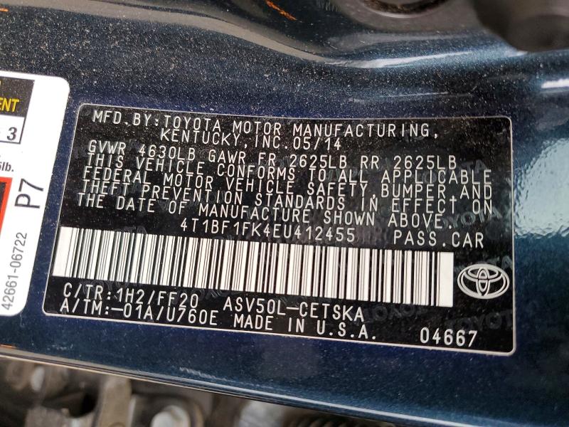 Продаж на аукціоні авто 2014 Toyota Camry, vin: 4T1BF1FK4EU412455, номер лоту: 54318866