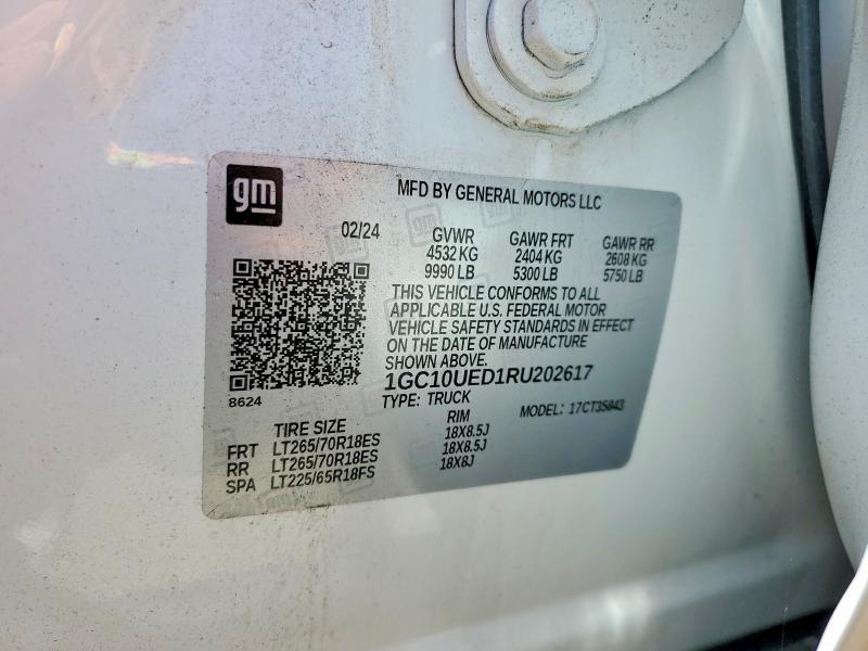 53808386 :رقم المزاد ، 1GC10UED1RU202617 vin ، 2024 Chevrolet Silverado مزاد بيع