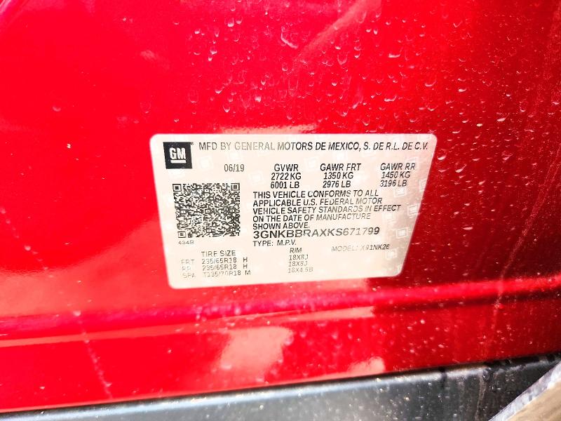 54291536 :رقم المزاد ، 3GNKBBRAXKS671799 vin ، 2019 Chevrolet Blazer مزاد بيع