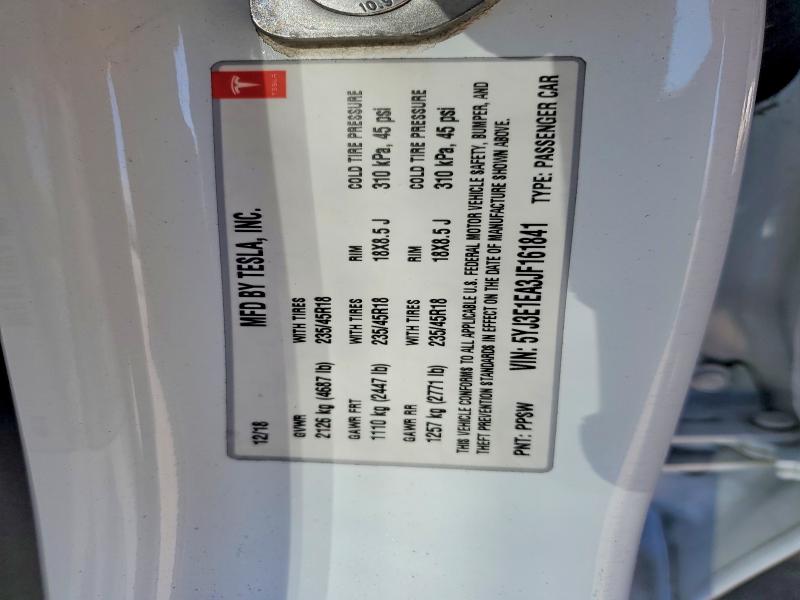 54847456 :رقم المزاد ، 5YJ3E1EA3JF161841 vin ، 2018 Tesla Model 3 مزاد بيع