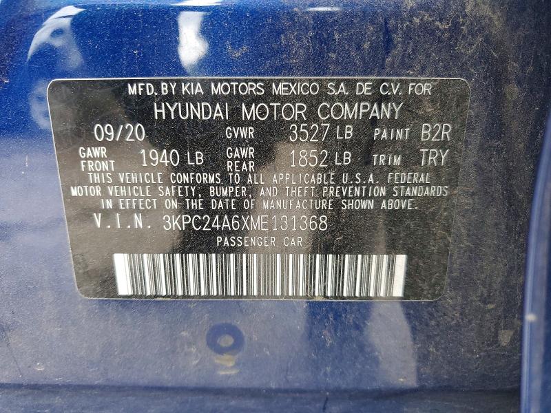 Aukcja sprzedaży 2021 Hyundai Accent, vin: 3KPC24A6XME131368, numer aukcji: 52550726