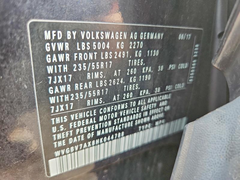 Aukcja sprzedaży 2017 Volkswagen Tiguan, vin: WVGBV7AX8HK044788, numer aukcji: 54599596
