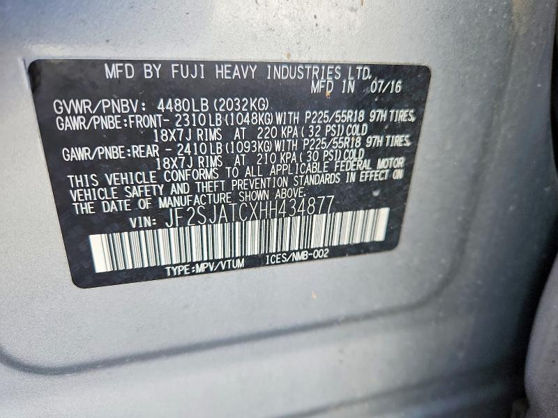 Aukcja sprzedaży 2017 Subaru Forester, vin: JF2SJATCXHH434877, numer aukcji: 53649086