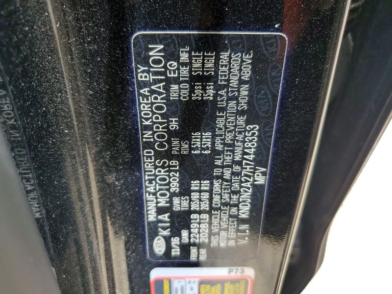 54015236 :رقم المزاد ، KNDJN2A27H7448353 vin ، 2017 Kia Soul مزاد بيع