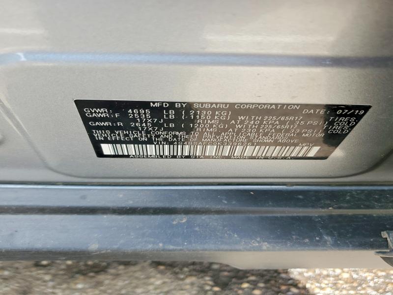 Aukcja sprzedaży 2019 Subaru Outback, vin: 4S4BSAFC0K3396261, numer aukcji: 52019046