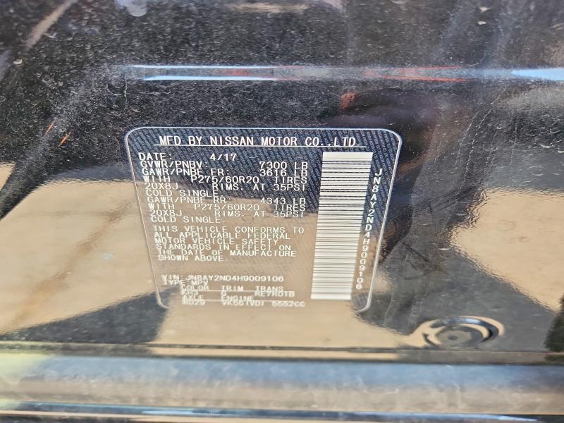 Aukcja sprzedaży 2017 Nissan Armada, vin: JN8AY2ND4H9009106, numer aukcji: 54665266