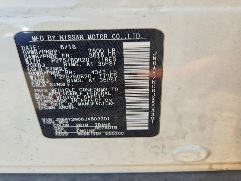 Aukcja sprzedaży 2018 Nissan Armada, vin: JN8AY2NC6JX503301, numer aukcji: 55246406