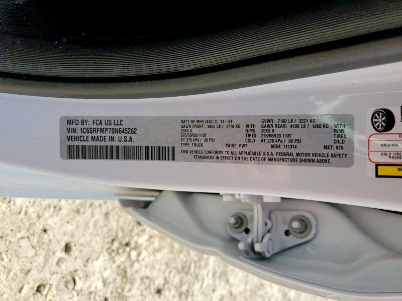 Продаж на аукціоні авто 2025 Ram 1500, vin: 1C6SRFMP7SN645282, номер лоту: 55609076