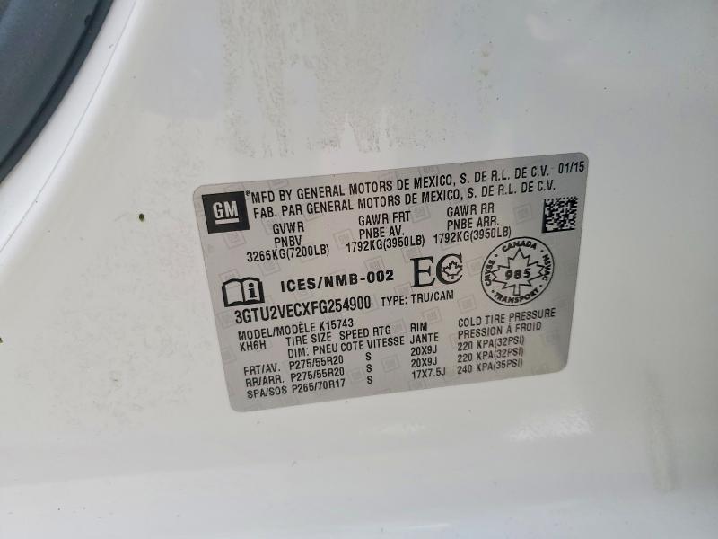 54602846 :رقم المزاد ، 3GTU2VECXFG254900 vin ، 2015 Gmc Sierra مزاد بيع