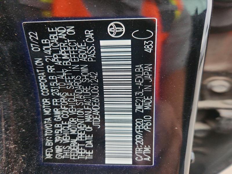 Продажа на аукционе авто 2022 Toyota Corolla, vin: JTDEAMDE6NJ061242, номер лота: 54001746