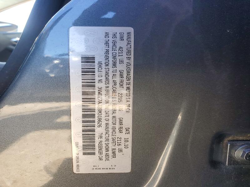 53001876 :رقم المزاد ، 3VWDZ7AJ2BM318626 vin ، 2011 Volkswagen Jetta مزاد بيع