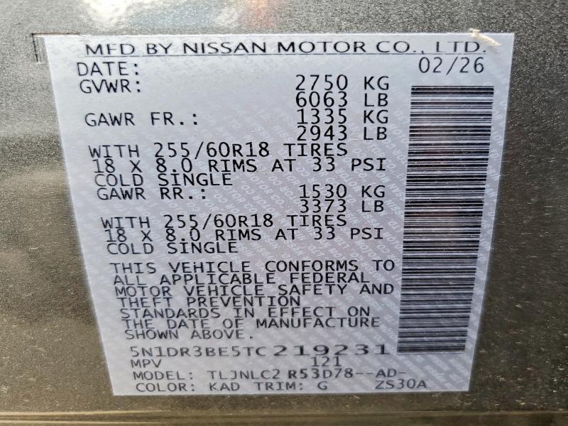 Продажа на аукционе авто 2026 Nissan Pathfinder, vin: 5N1DR3BE5TC219231, номер лота: 54392756