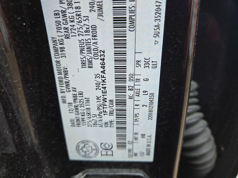 51432486 :رقم المزاد ، 1FTFW1E41KFA46432 vin ، 2019 Ford F150 مزاد بيع