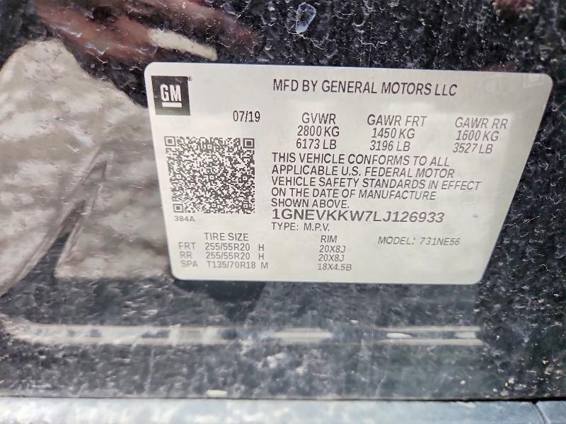 54148266 :رقم المزاد ، 1GNEVKKW7LJ126933 vin ، 2020 Chevrolet Traverse مزاد بيع