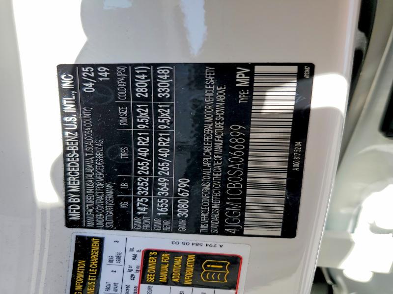54059386 :رقم المزاد ، 4JGGM1CB0SA066899 vin ، 2025 Mercedes-benz Eqe Suv مزاد بيع