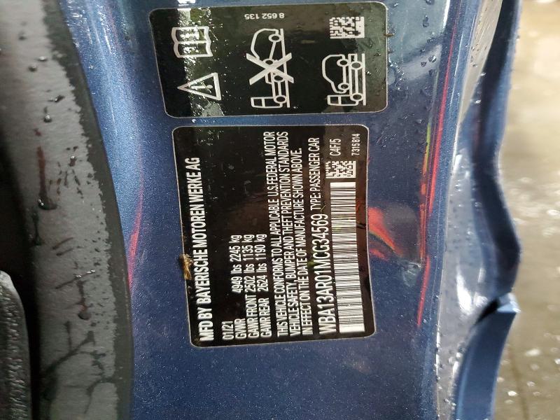 53989596 :رقم المزاد ، WBA13AR01MCG34569 vin ، 2021 Bmw M440xi مزاد بيع