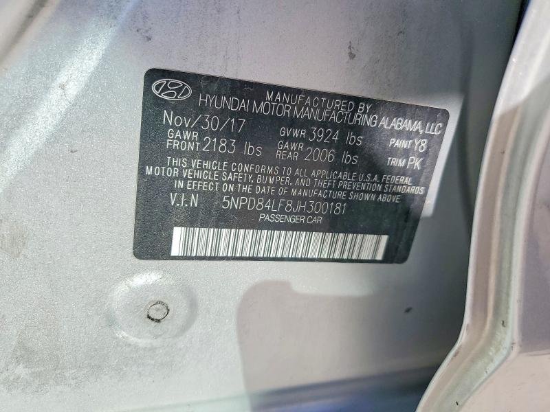 55110086 :رقم المزاد ، 5NPD84LF8JH300181 vin ، 2018 Hyundai Elantra مزاد بيع