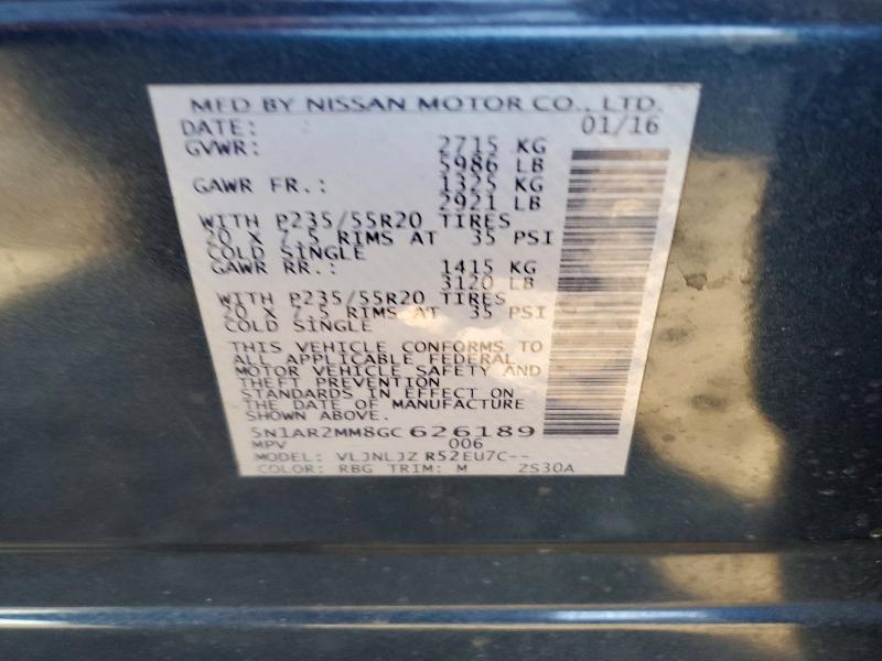 Продаж на аукціоні авто 2016 Nissan Pathfinder, vin: 5N1AR2MM8GC626189, номер лоту: 52825176