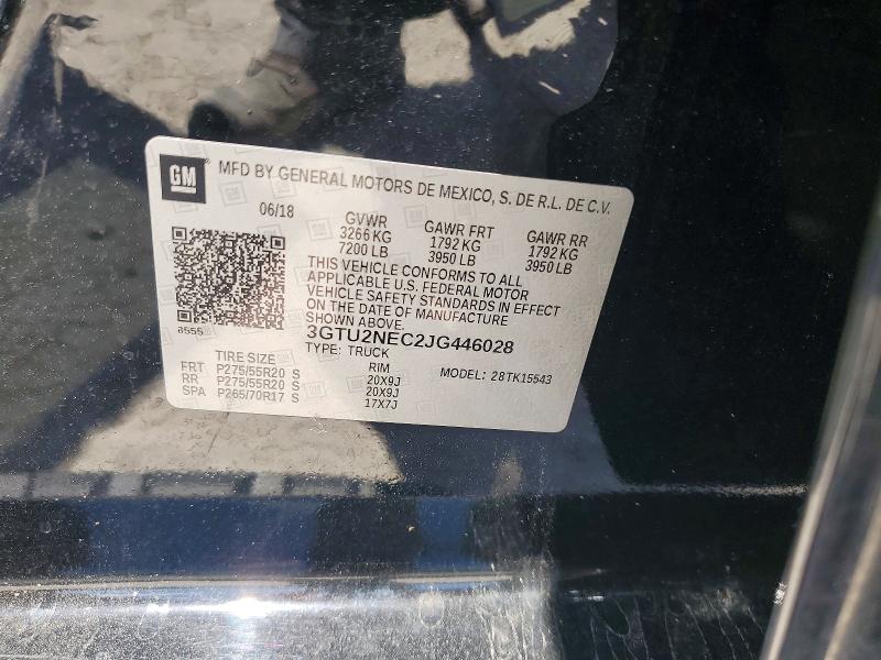 2018 Gmc Sierra მანქანა იყიდება აუქციონზე, vin: 3GTU2NEC2JG446028, აუქციონის ნომერი: 51405516