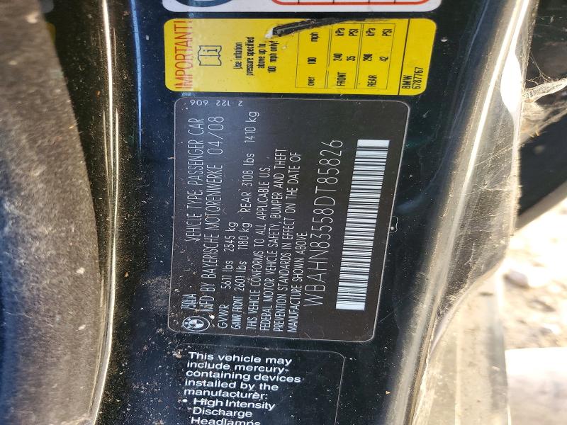 52772616 :رقم المزاد ، WBAHN83558DT85826 vin ، 2008 Bmw 750 مزاد بيع