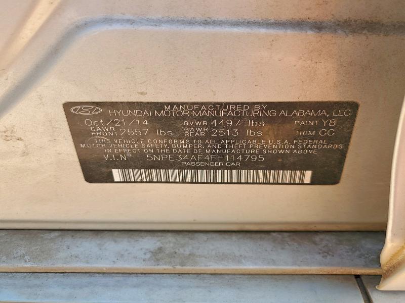 2015 Hyundai Sonata მანქანა იყიდება აუქციონზე, vin: 5NPE34AF4FH114795, აუქციონის ნომერი: 52678496